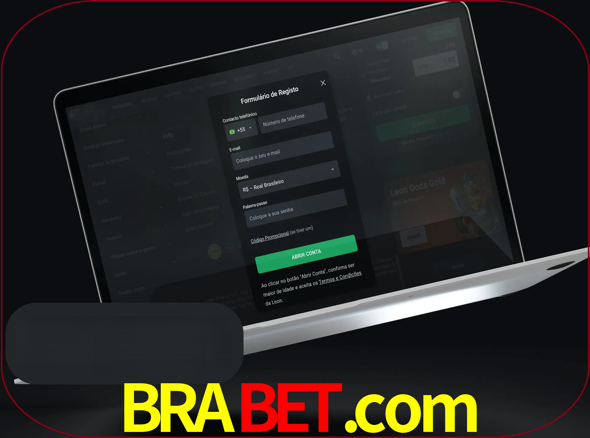 Abra o site da LeonBet e crie sua própria conta.